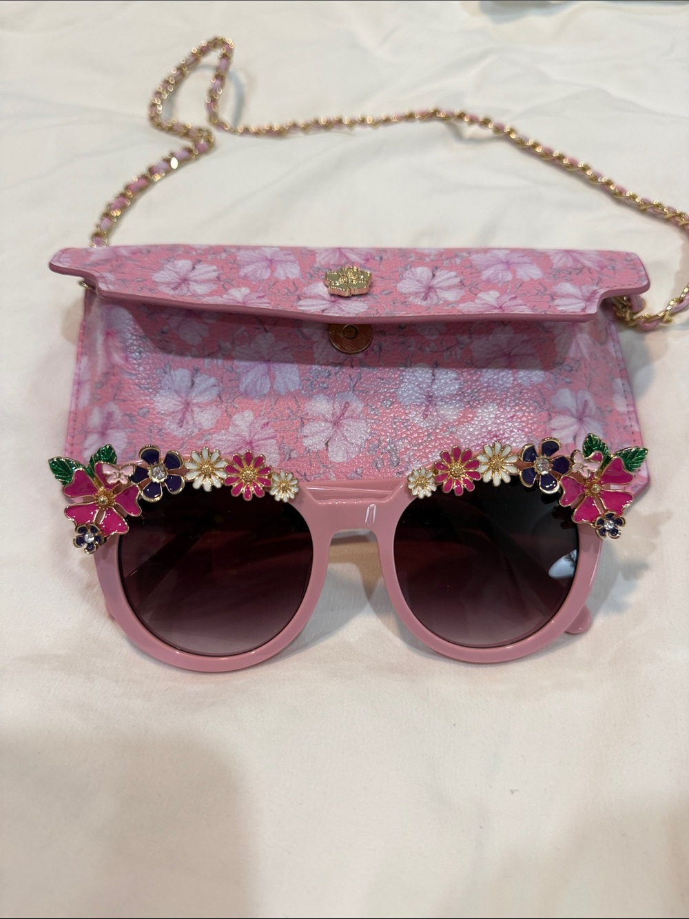 Love Shack Fancy New Pink Floral Embellished Women's Sunglasses